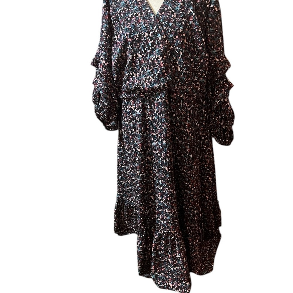 Maison Tara Black and White Ruched Wrap Maxi Dress